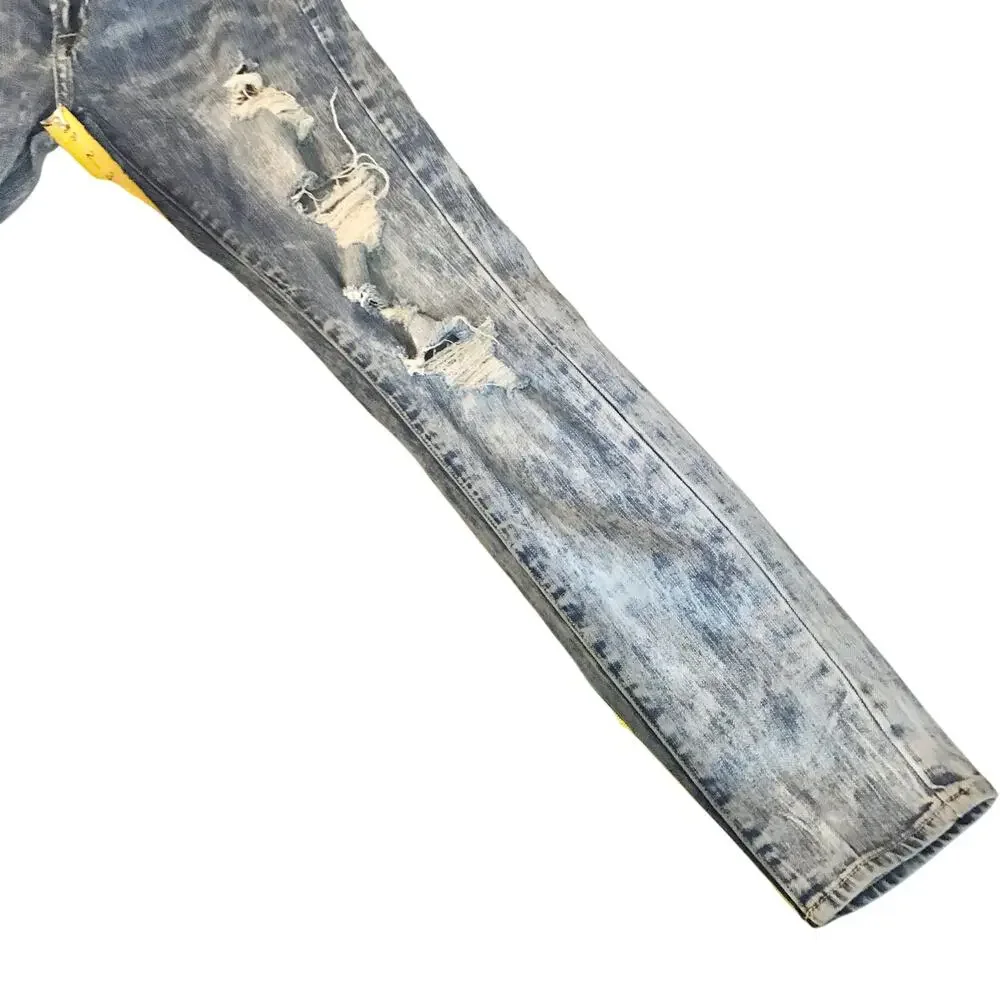American Eagle Men's 28x32 Flex Acid Wash Destroyed Skinny Denim Jeans